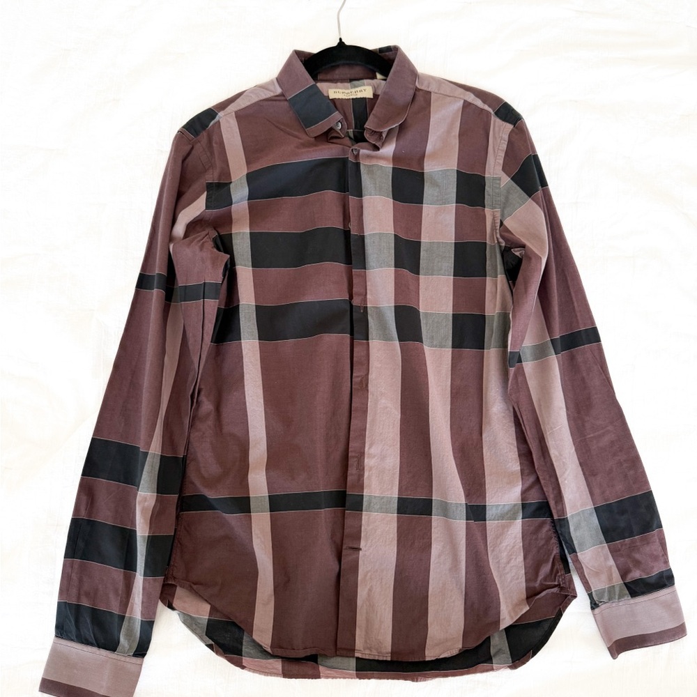 Burberry Men's Plaid Shirt - Brown and Black